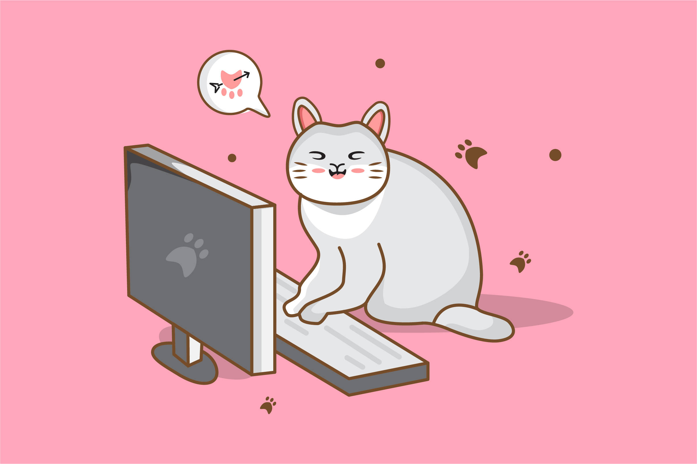 هنر گربه روی کیبورد کامپیوتر والپیپر