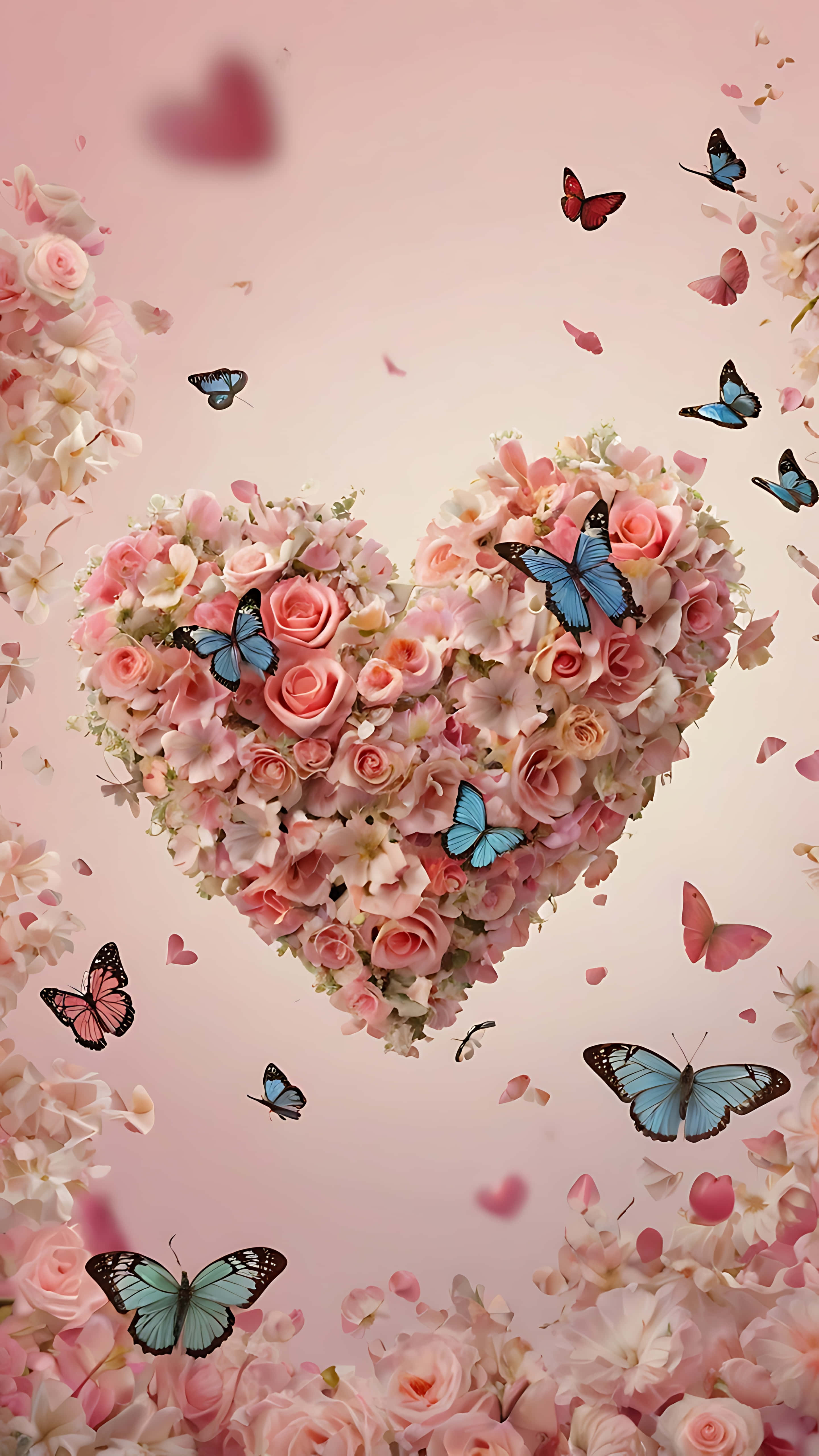 والپیپر گوشی بوسه پروانه‌ای عاشقانه والپیپر
