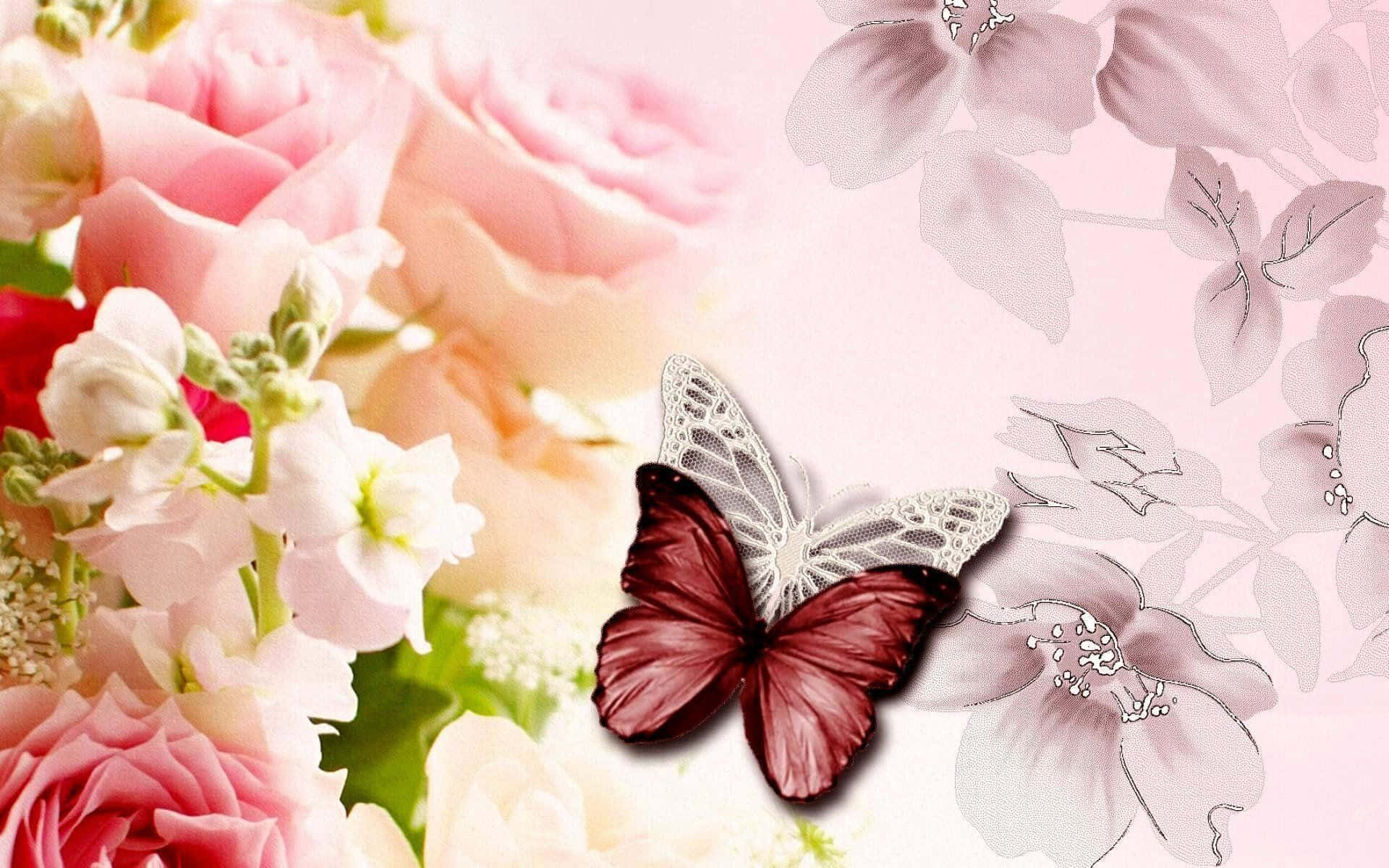 پروانه با گل‌ها، دسکتاپ زیبا والپیپر