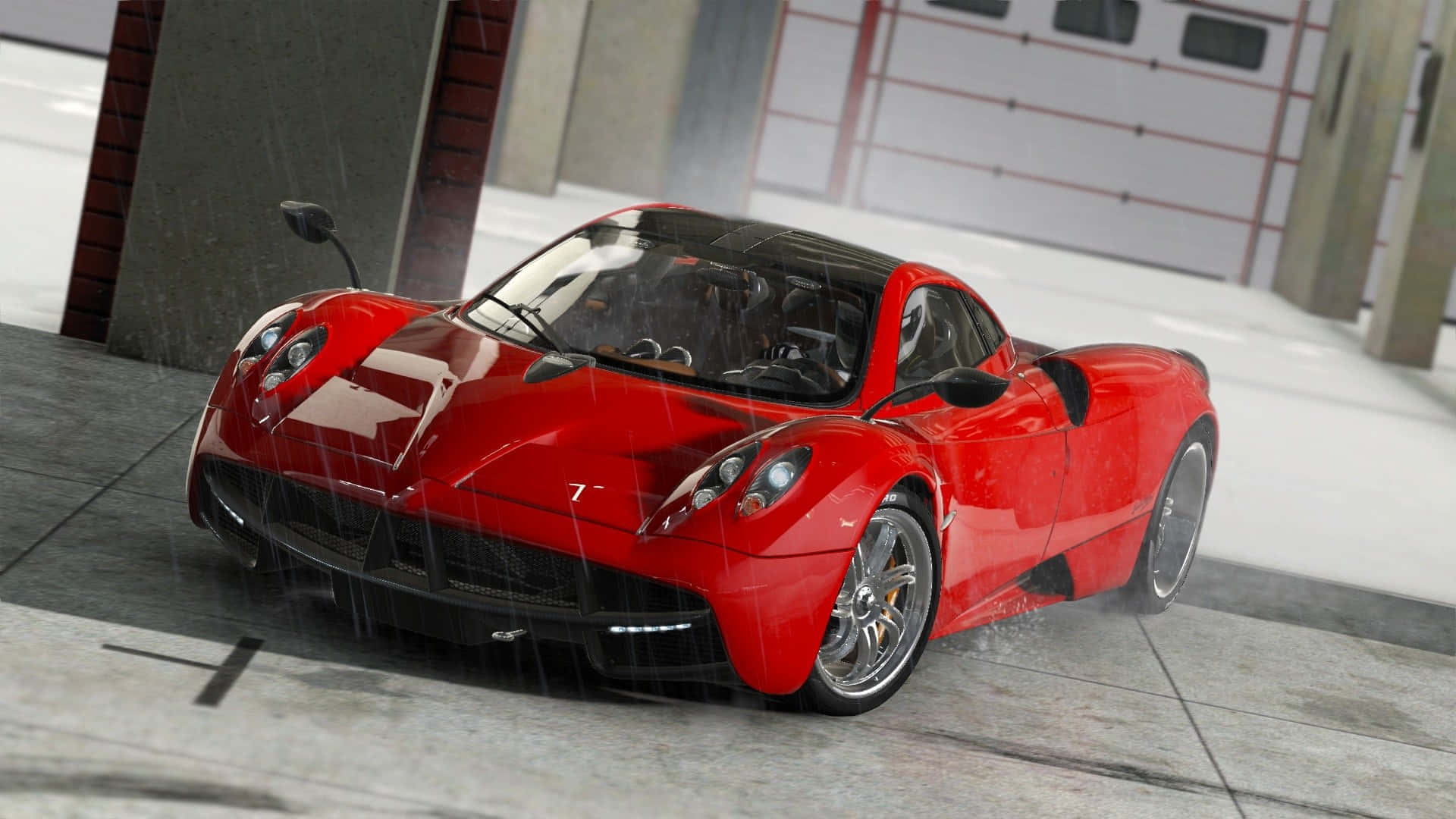 پس‌زمینه نمایش خودرو قرمز پاگانی هوآیرا در بازی Project Cars با کیفیت HD والپیپر