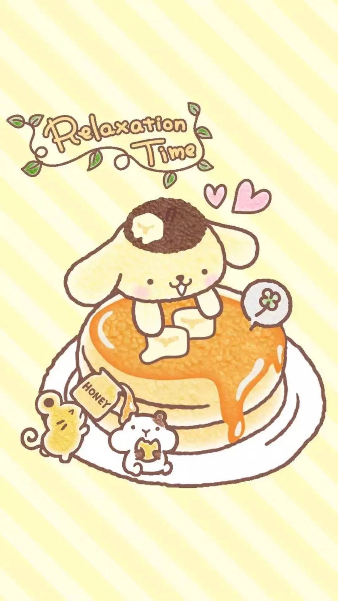 پومپومپورین روی پنکیک کاوایی آیپد — Sanrio گیف والپیپر