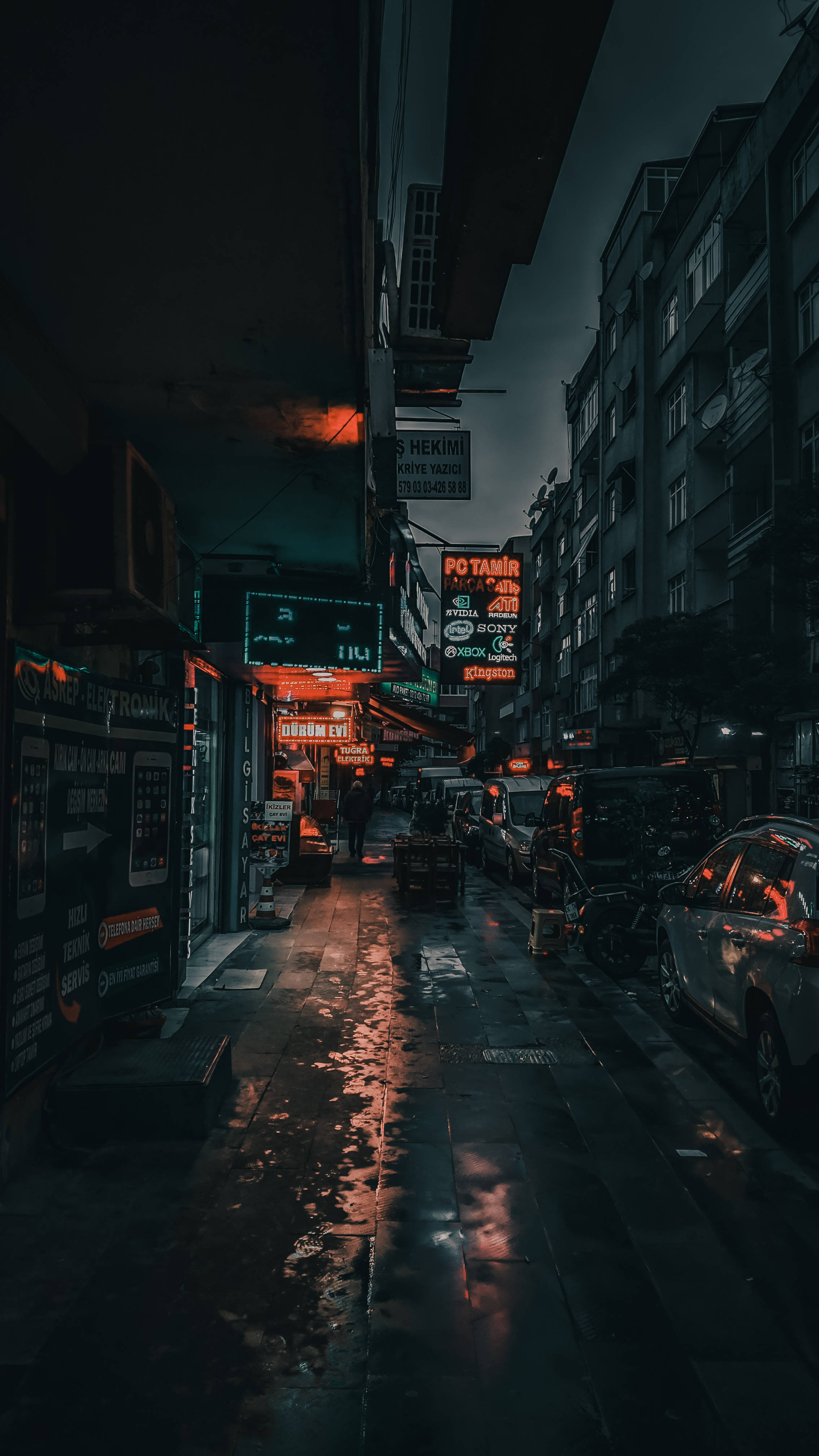 چراغ خیابان شهر تاریک والپیپر