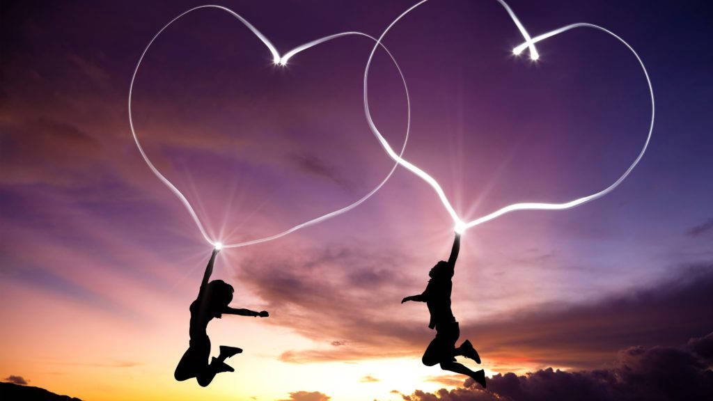 چراغ‌های قلبی عاشقانه و بامزه والپیپر