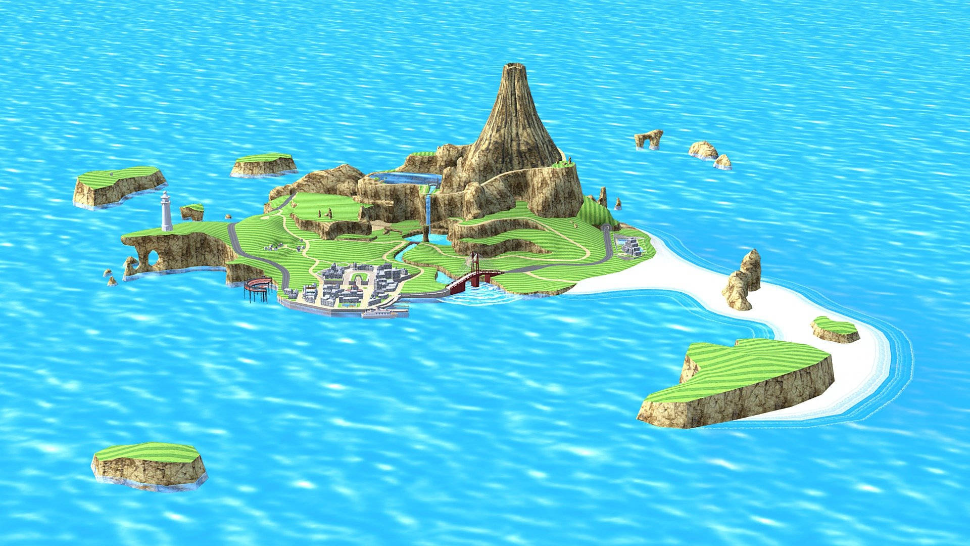 چشم‌انداز جذاب جزیره ووهو از Wii Sports Resort والپیپر