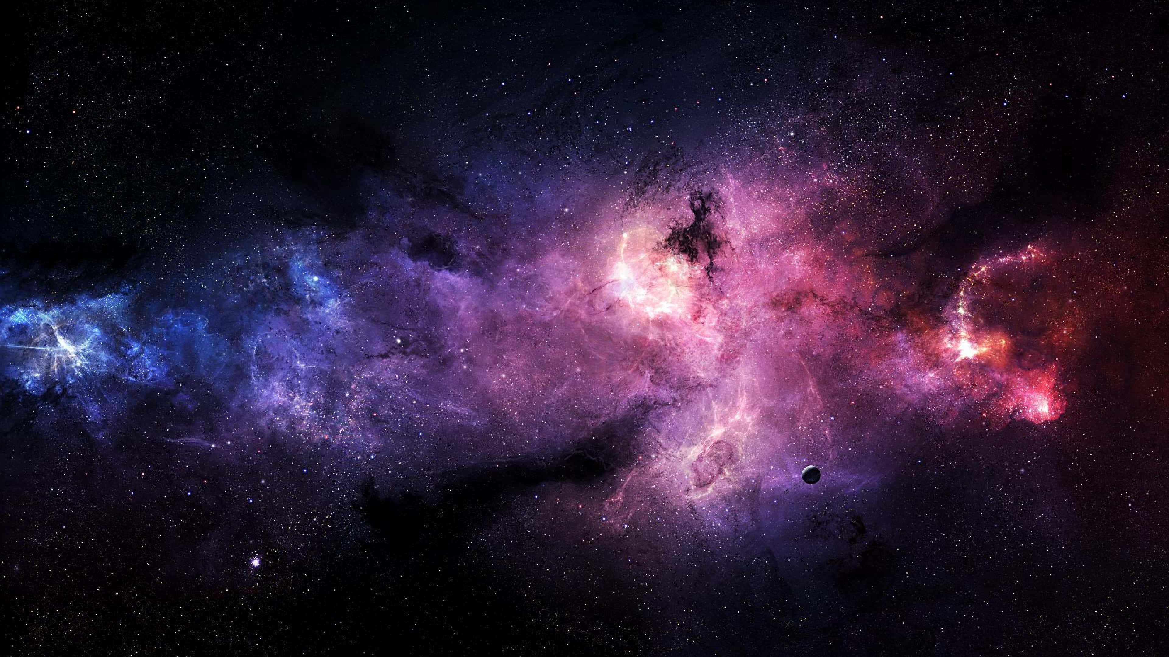 چشم‌اندازی فرازمینی از یک پس‌زمینه فضایی 4K زیبا. والپیپر