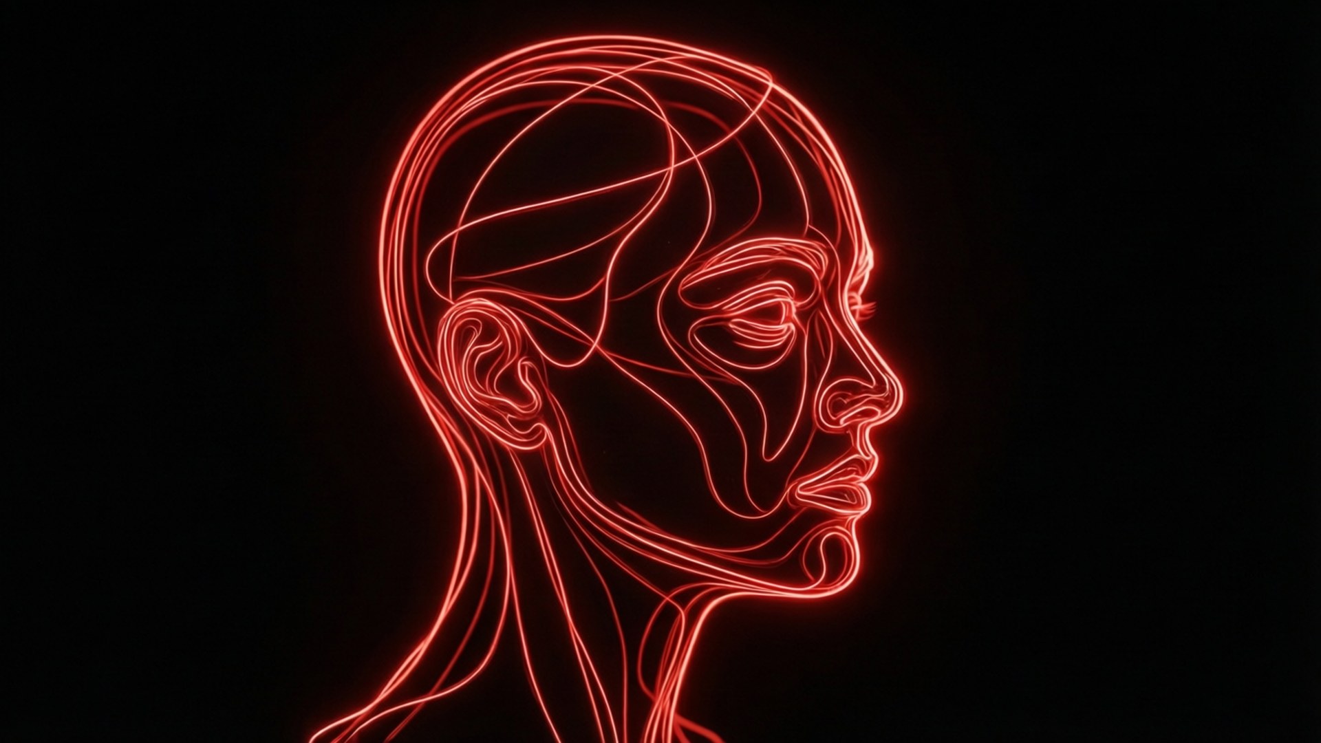 چهره خطی قرمز نئونی والپیپر