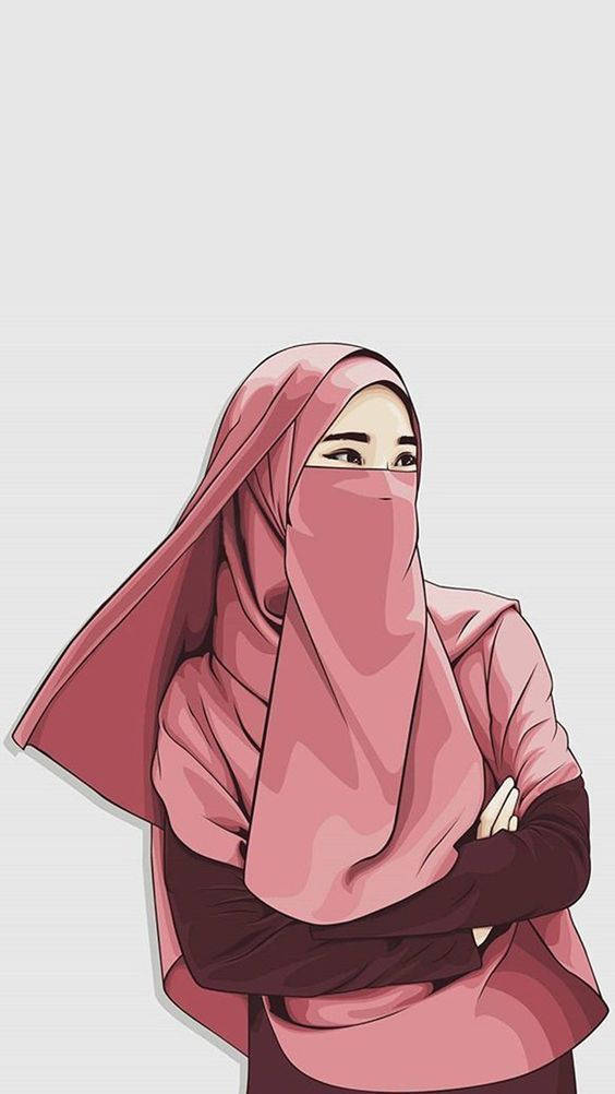 کارتون دختر مسلمان با حجاب والپیپر