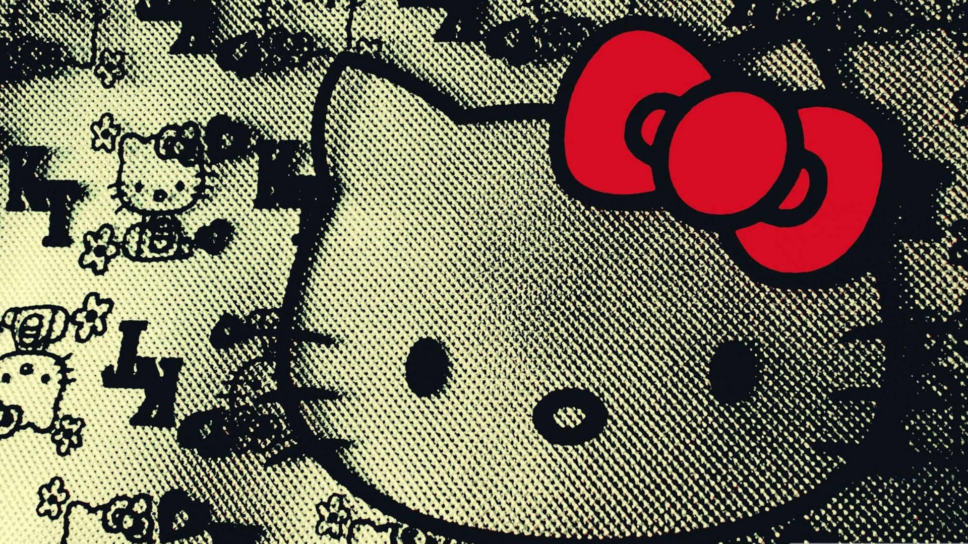 کاغذدیواری هنری مشکی Hello Kitty والپیپر