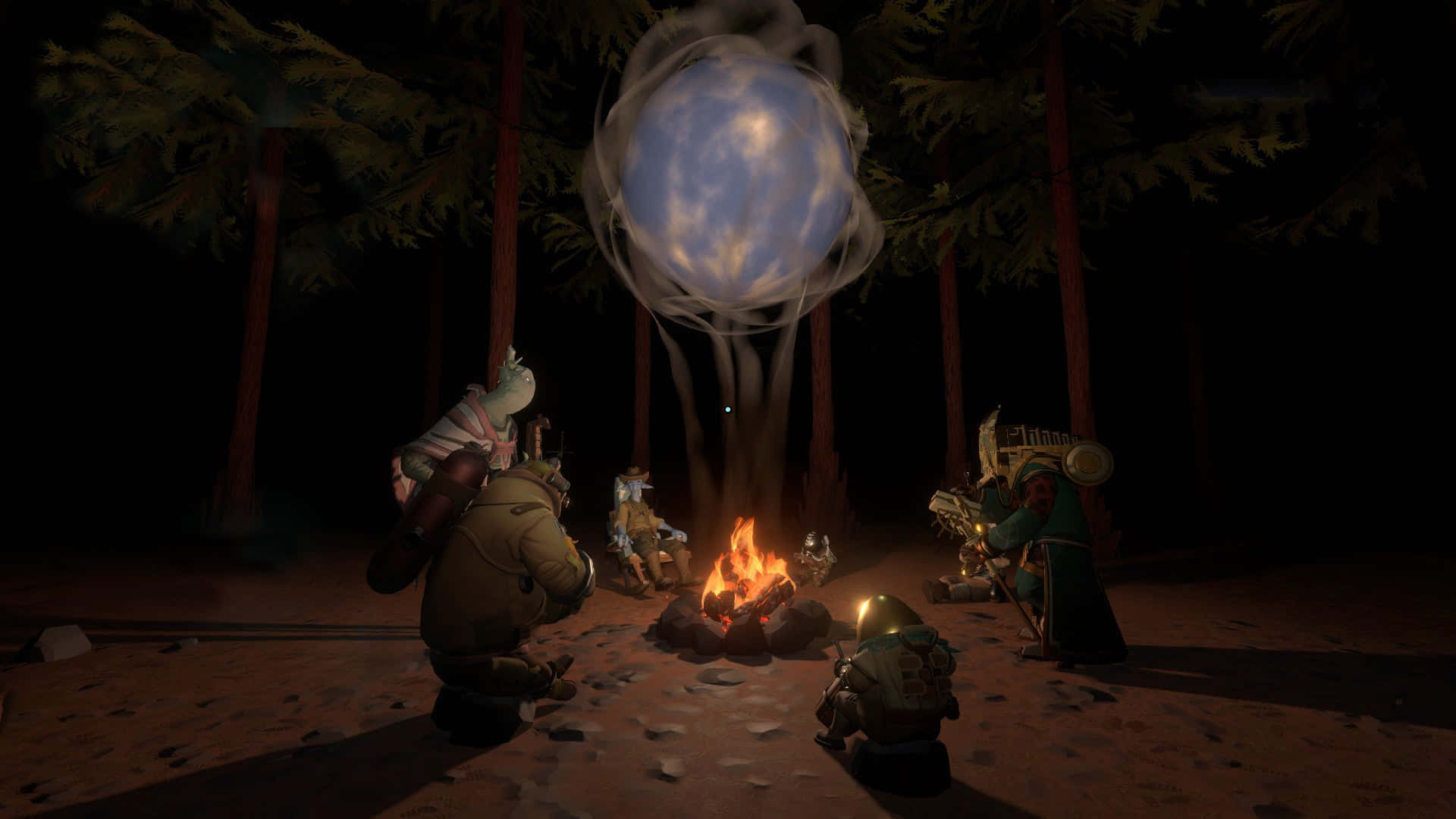 کاوشگران Outer Wilds در کنار آتش‌افروز والپیپر