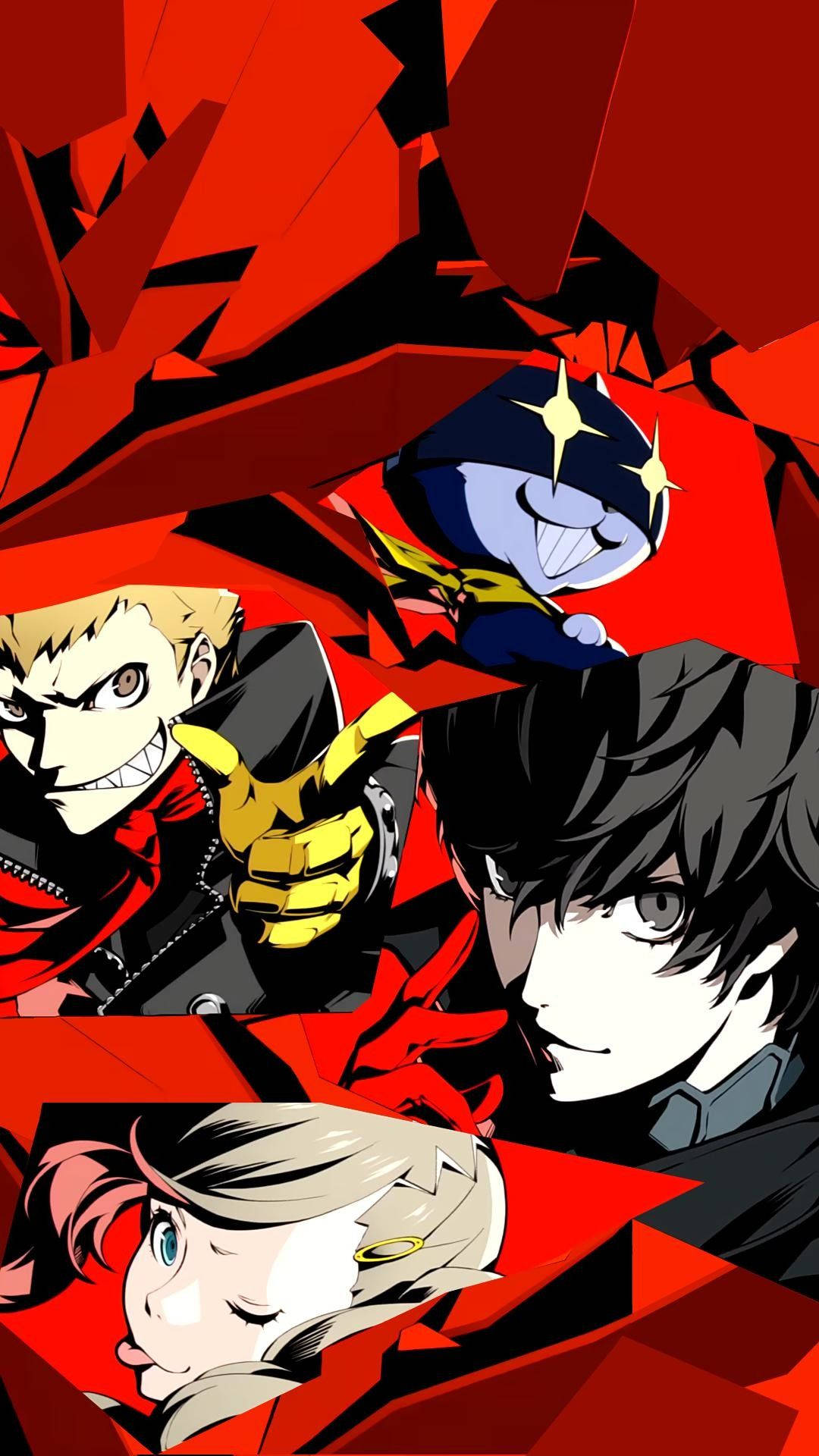 کلاژ شخصیت‌ها گوشی Persona 5 والپیپر