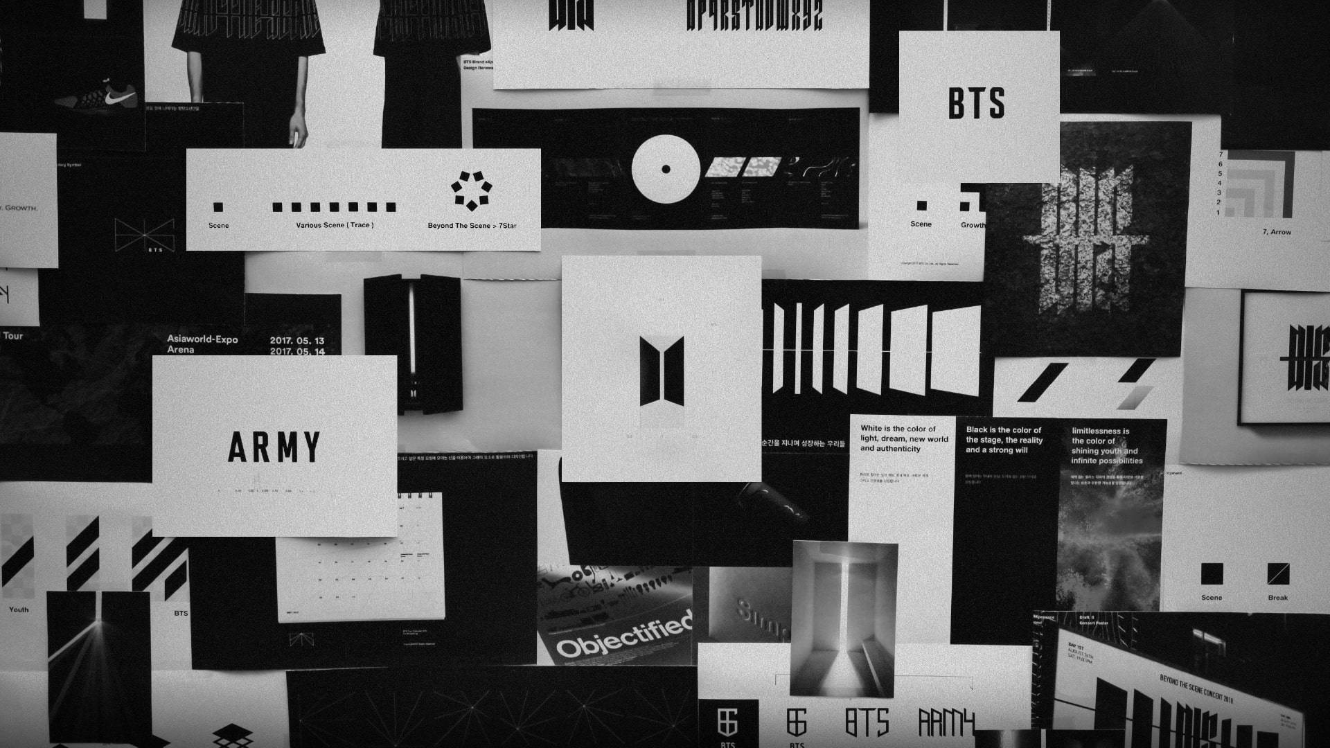 کلاژ لوگوی زیبای سیاه BTS — لوگوی bts متحرک والپیپر