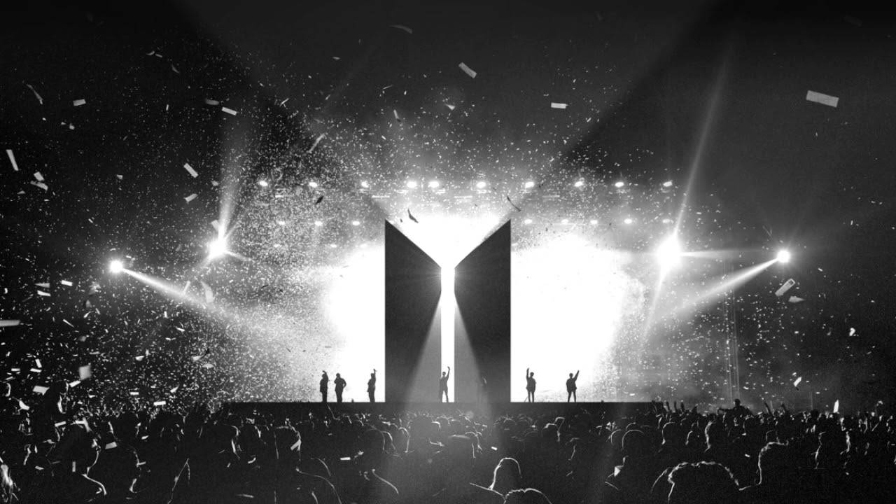 کنسرت BTS با سیلوئت لوگوی BTS — لوگوی bts متحرک والپیپر