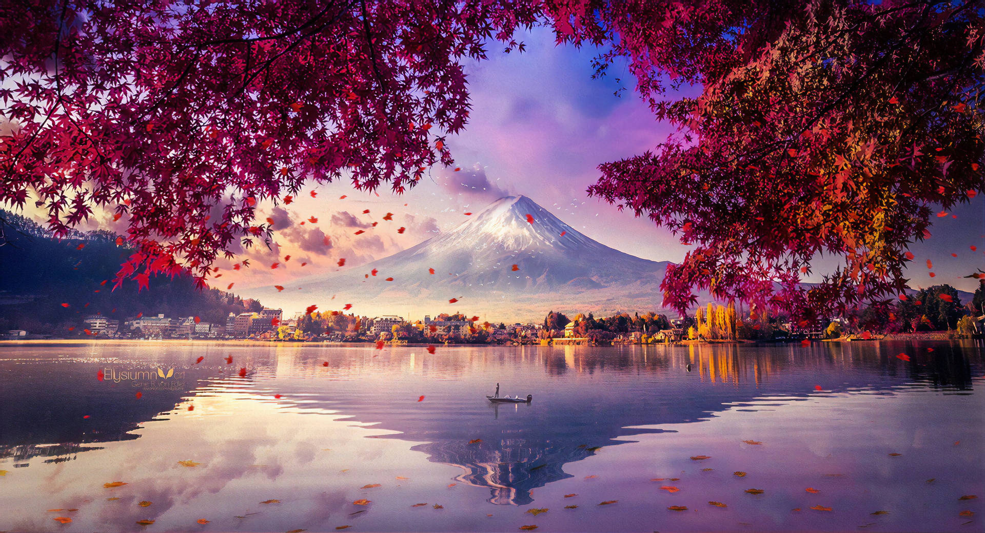 کوه فوجی دریاچه ژاپن 4k