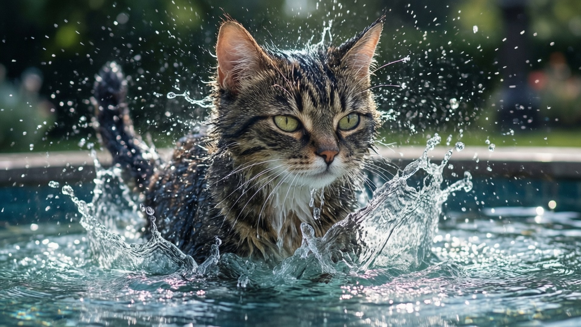 گربه آب پاشش والپیپر