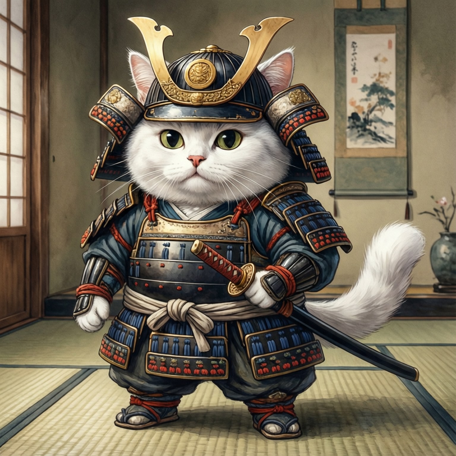 گربه سامورایی والپیپر