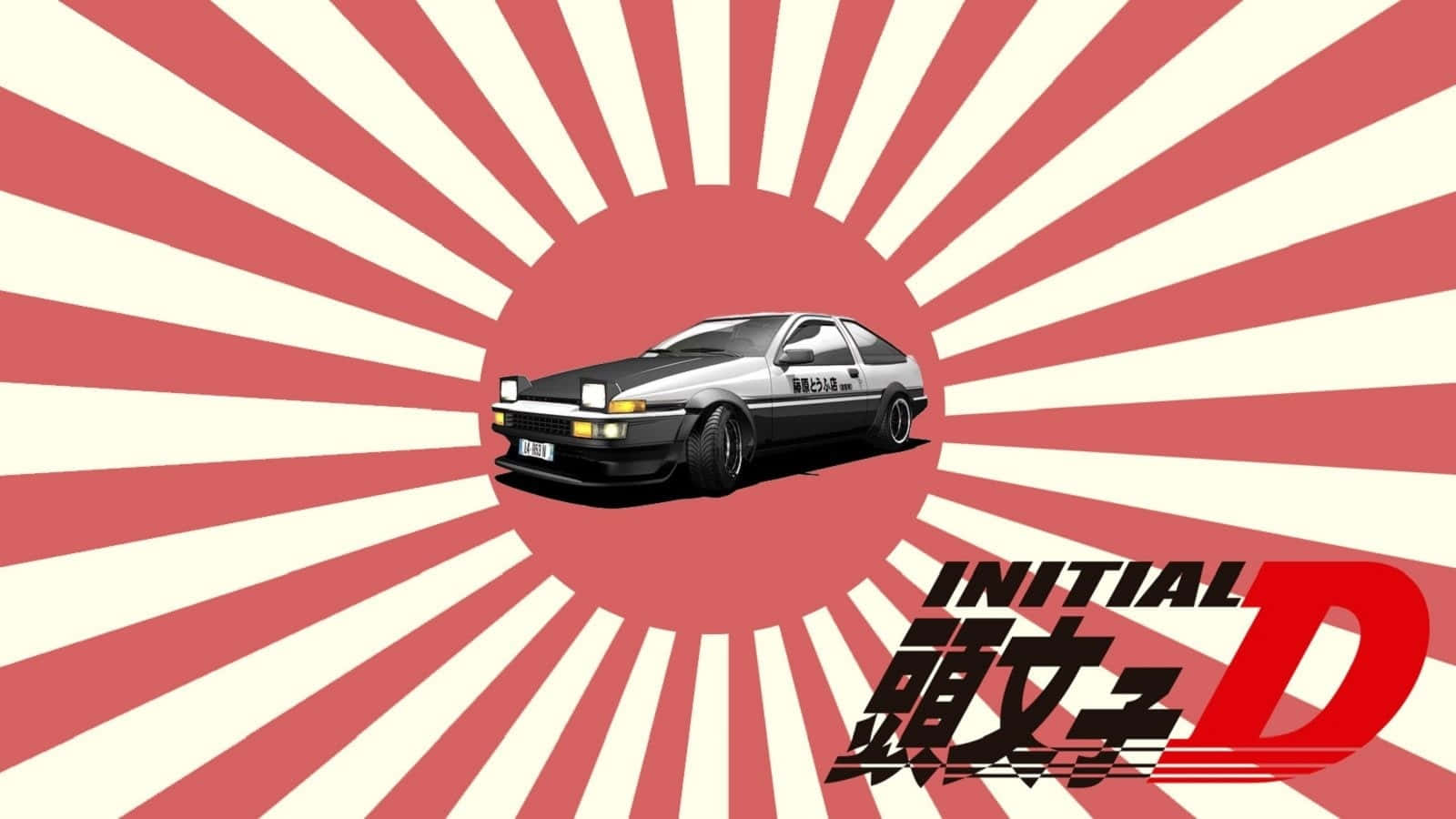 یک ماشین با عبارت initial d روی آن والپیپر