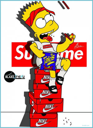 بارت سیمپسون باحال با سبک چکه‌ای Supreme — گیف باحال والپیپر