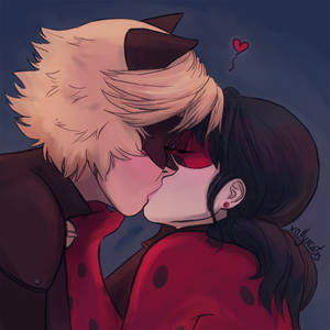 والپیپر بوسه عاشقانه Ladybug و Cat Noir — لیدیباگ و کت نوآر بوسه والپیپر