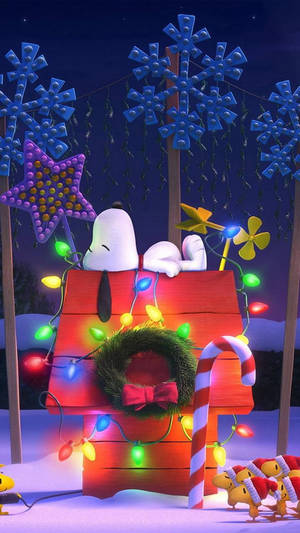 کاغذدیواری تزئینات کریسمس سه‌بعدی Snoopy