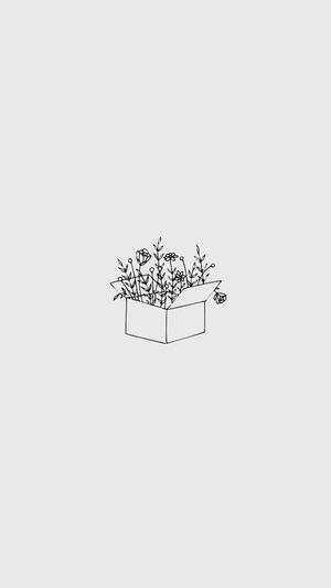 نقاشی قلمی جعبه مینیمال پر از گل — مینیمال زیباییشناسانه والپیپر