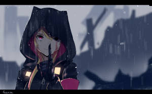 والپیپر دختر انیمه هودی Girls' Frontline — دختر انیمه‌ای ناز والپیپر