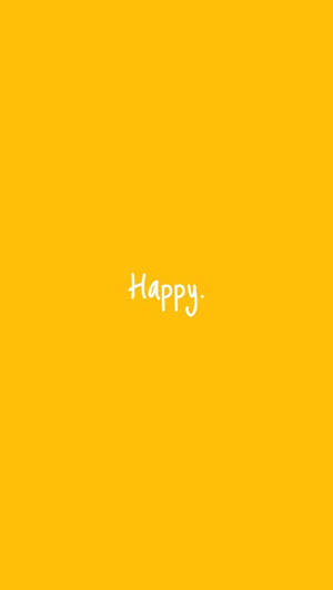 زیبای پاستلی زرد بامزه با نوشته Happy — رنگ زرد پاستلی والپیپر