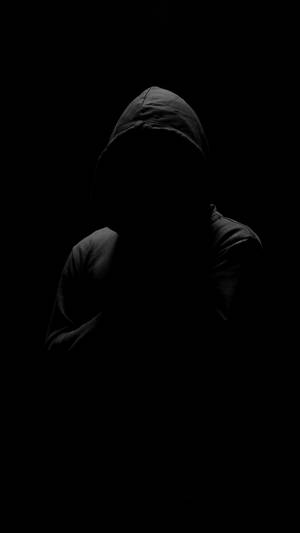 شخص با هود آیفون ۶ پلاس مشکی — سیاه والپیپر