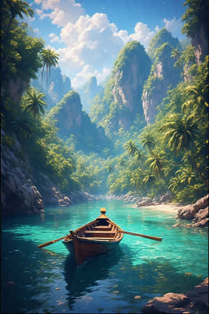 ساحل،قایق بلند،صخره‌ها،جنگل،گرمسیری،نخل،آب زمردی،بهشت،سفر،4K — 4K والپیپر