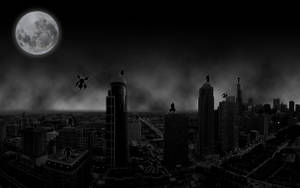 والپیپر شهر تاریک با ماه — شب مهتابی آسمان والپیپر