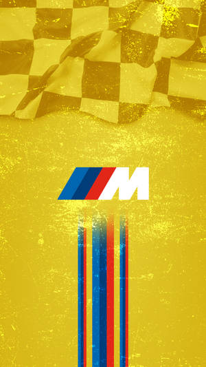 پرچم مسابقه زرد با لوگوی BMW M — بی‌ام‌و والپیپر