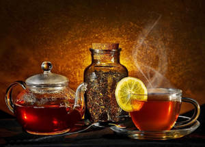 چای روی پسزمینه قهوهای زیبا — قهوه‌ای استتیک والپیپر